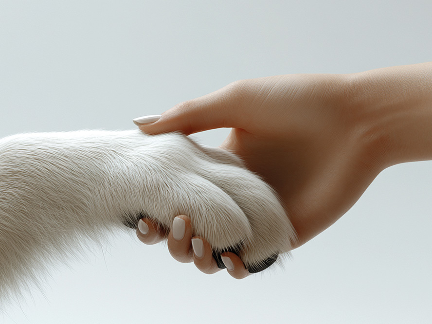 Pfote und Hand Symbolbild